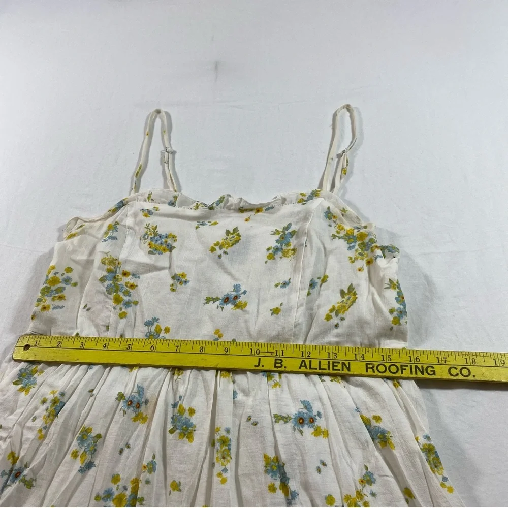 Wild Fable Dress Floral Mini A line full pleated White Yellow Dress Women’s LG - Picture 8 of 10